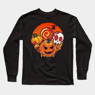 Funny Halloween Pumpkin Trick or Treat Candy Jack O Lantern Long Sleeve T-Shirt